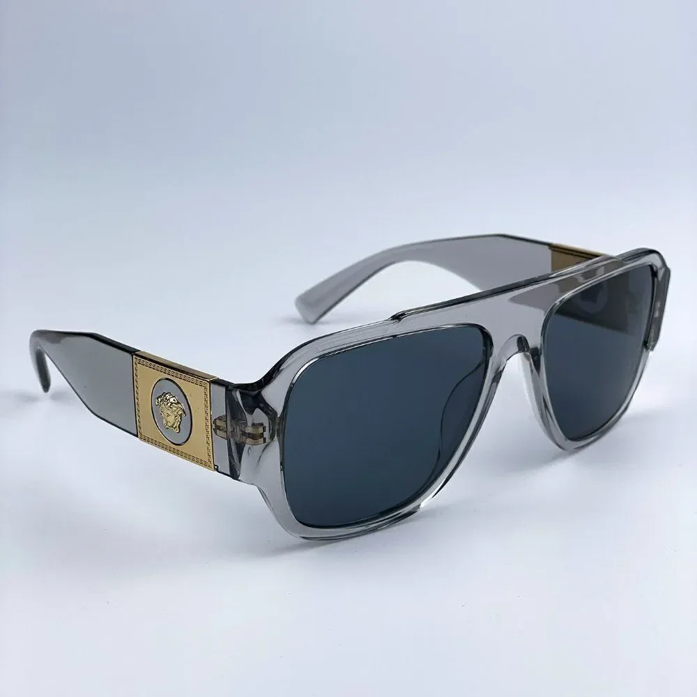 NEW Versace VE4436U 530580 Transparent Gray Blue Pilot Men Sunglasses